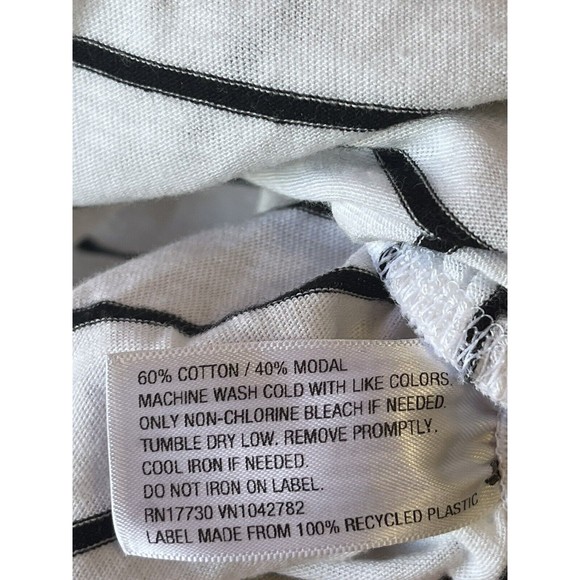 Isabel Maternity Women's White Black Striped Short Sleeve Shirt Large Ruched NWT - Picture 6 of 10
